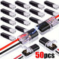 50 Pcs Quick Splice Solderless Connectors - 2-Pin Dual Way for LED Strips, Car, Low Voltage Applications