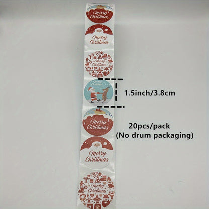 Cartoon Christmas Sticker Pack (20 Stickers): Santa Claus, Snowman, and Snowflake Sealing Stickers for Holiday Gifts and Packaging - Hiccupzz