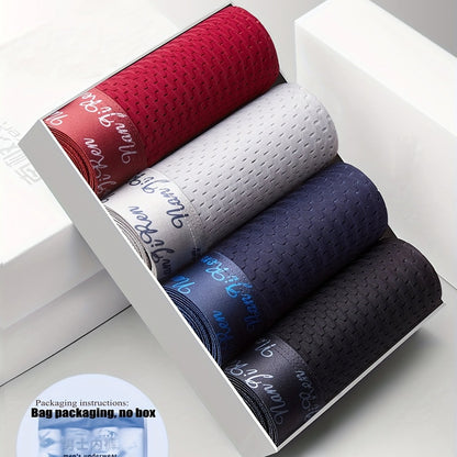 4-Pack Men's Ice Silk Antibacterial Underwear - Breathable Stretchy Boxer Briefs for Spring & Summer - Hiccupzz