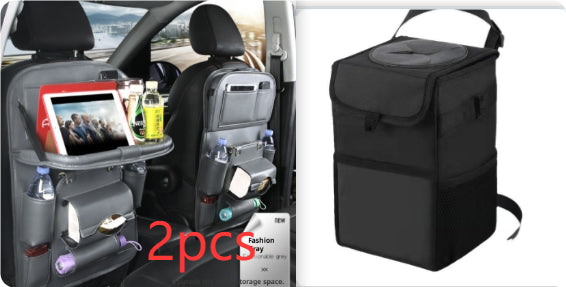 Luxury PU Leather Car Backseat Organizer with Foldable Table – Multi-Functional Car Seat Storage.