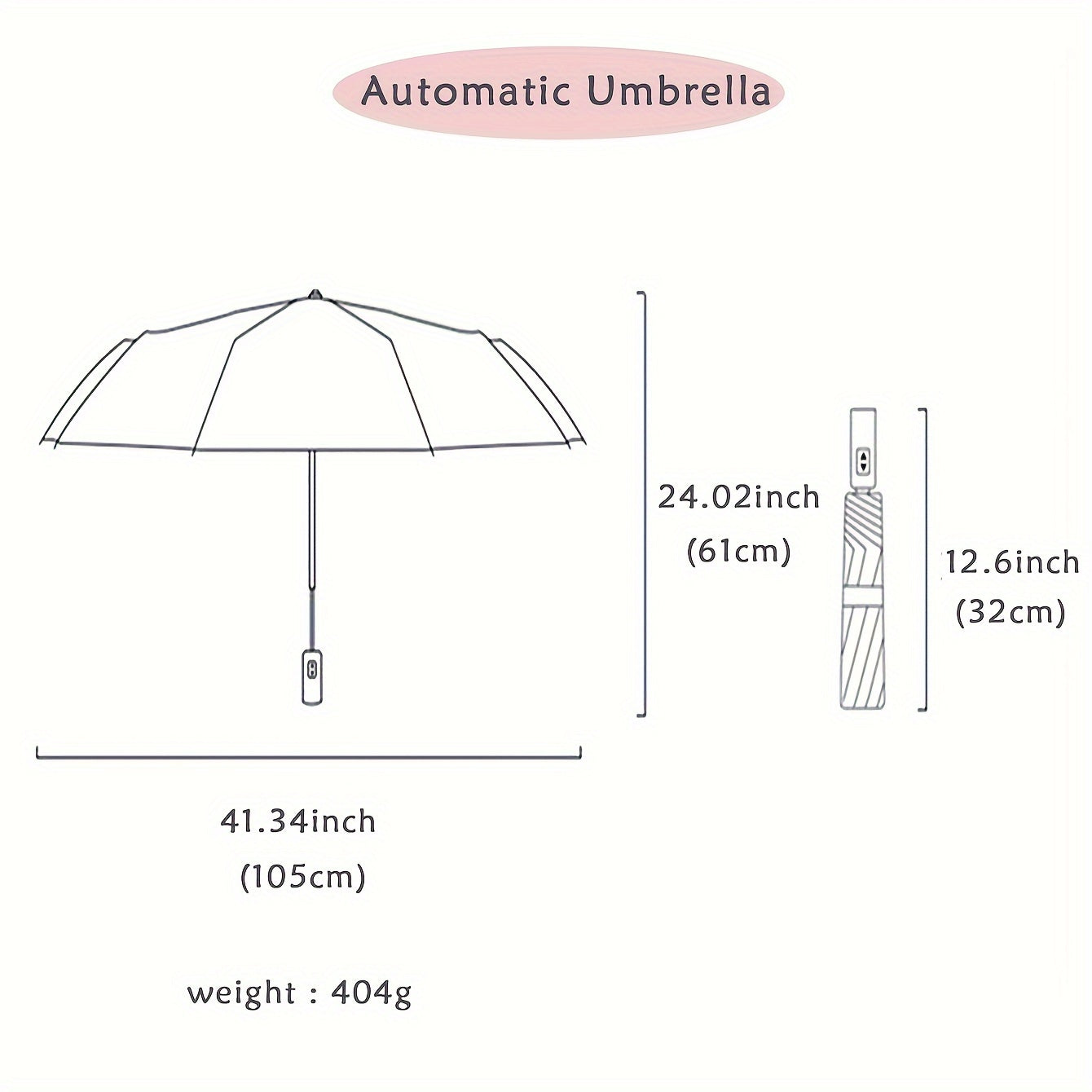 Three-Fold Automatic Folding Umbrella, Windproof, Reinforced Thickened Design