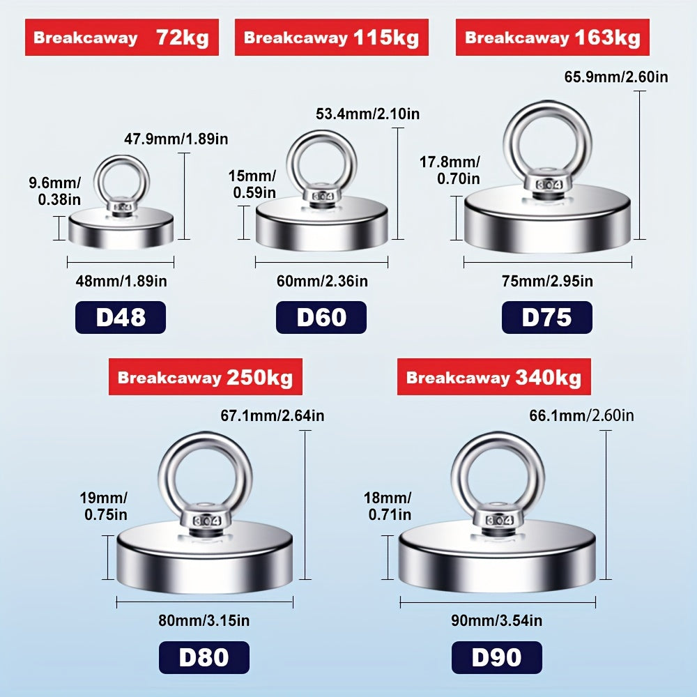 Ultra-Powerful Neodymium Magnet for Heavy-Duty Fishing - Ideal for River Salvage, Indoor & Outdoor Use