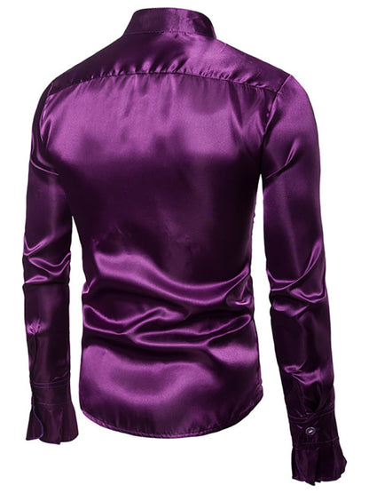 Men's Casual Dress Shirt Button Down Shirts Long-Sleeve Work Shirt Spread Collar Tops - Hiccupzz