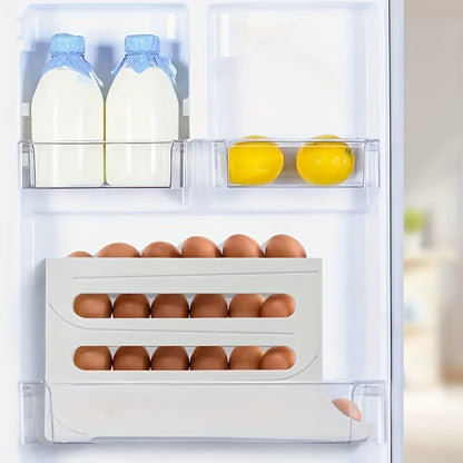 4-Tier Rolling Egg Dispenser for Refrigerator – Automatic 30-Egg Storage Rack for Kitchen