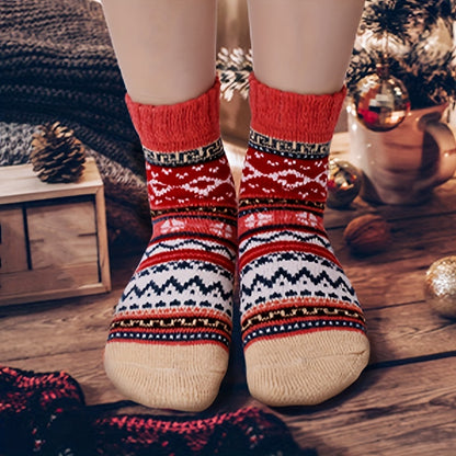 5 Pairs Women's Winter Knitted Socks - Thick, Warm, Soft, for Hiking, Skiing, Outdoor & Casual Wear - Hiccupzz