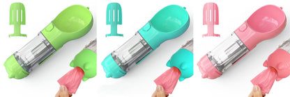 Pet Water Bottle Feeder Bowl Garbage Bag Storage Portable Pet Outdoor Travel 3 In 1 Dog Water Bottle - Hiccupzz