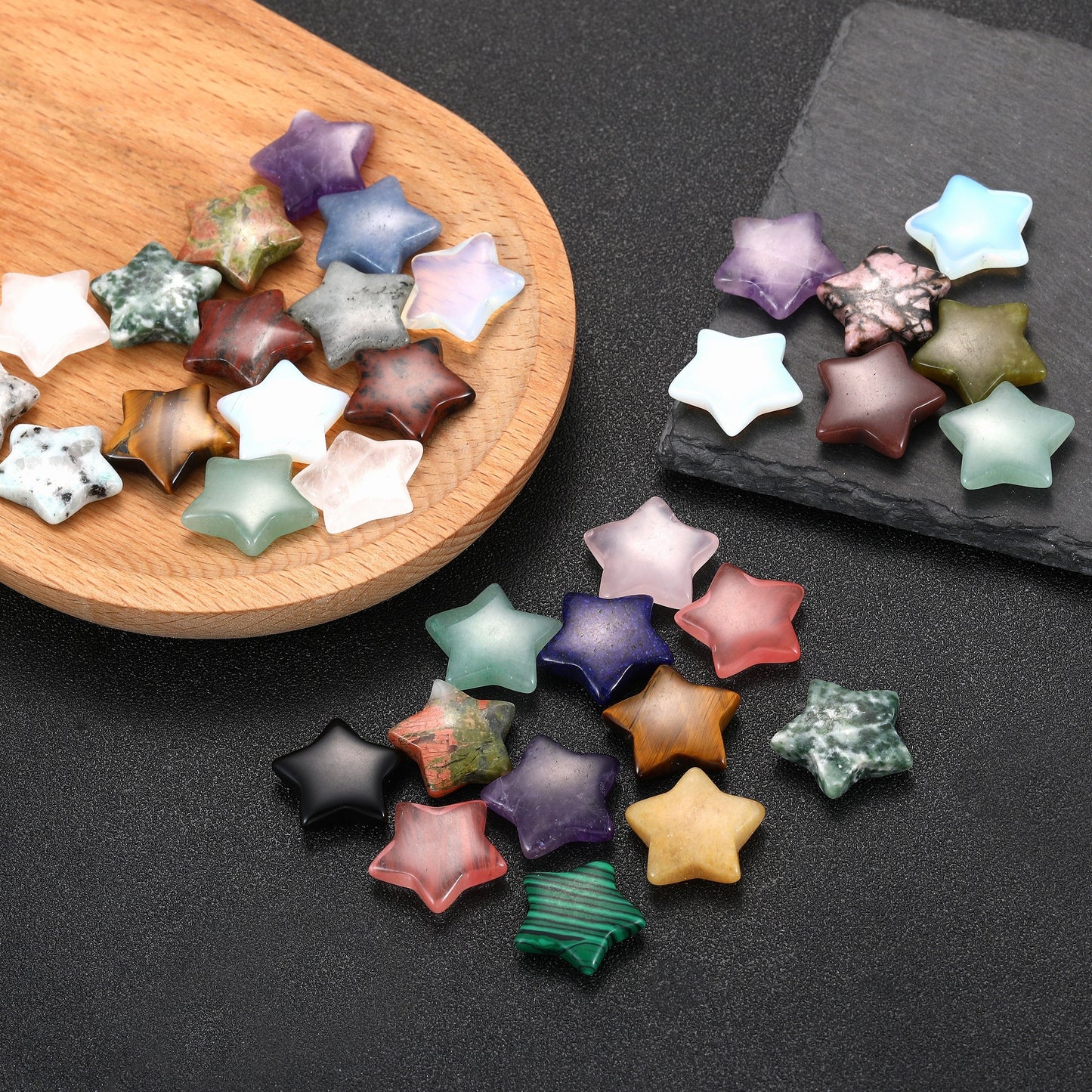 Piedras naturales en forma de estrella: bonitas piedras decorativas de 15 mm (1/3/5/7/10 piezas) para adornos de interior y decoración de jardín