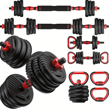 Adjustable Dumbbell Set: 20-90lbs, 4-in-1 Weight Set for Home Gym, Barbell, Kettlebell, Push-up, Men & Women Fitness Workout Equipment - Hiccupzz