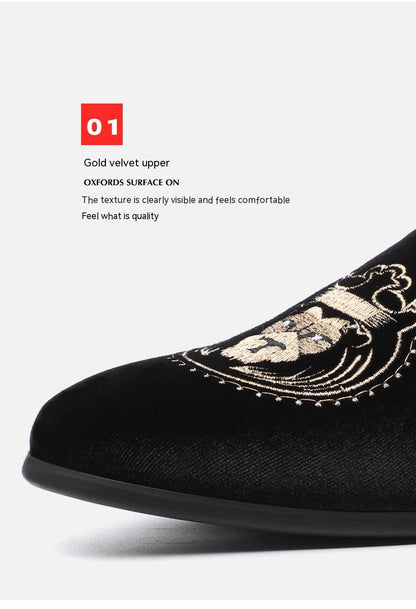 British Breathable Tods Casual Shoes Men's Trendy Embroidered Leather Shoes - Hiccupzz