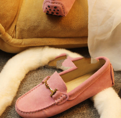 Spring And Autumn New Leather Frosted T Buckle Beanie Shoes