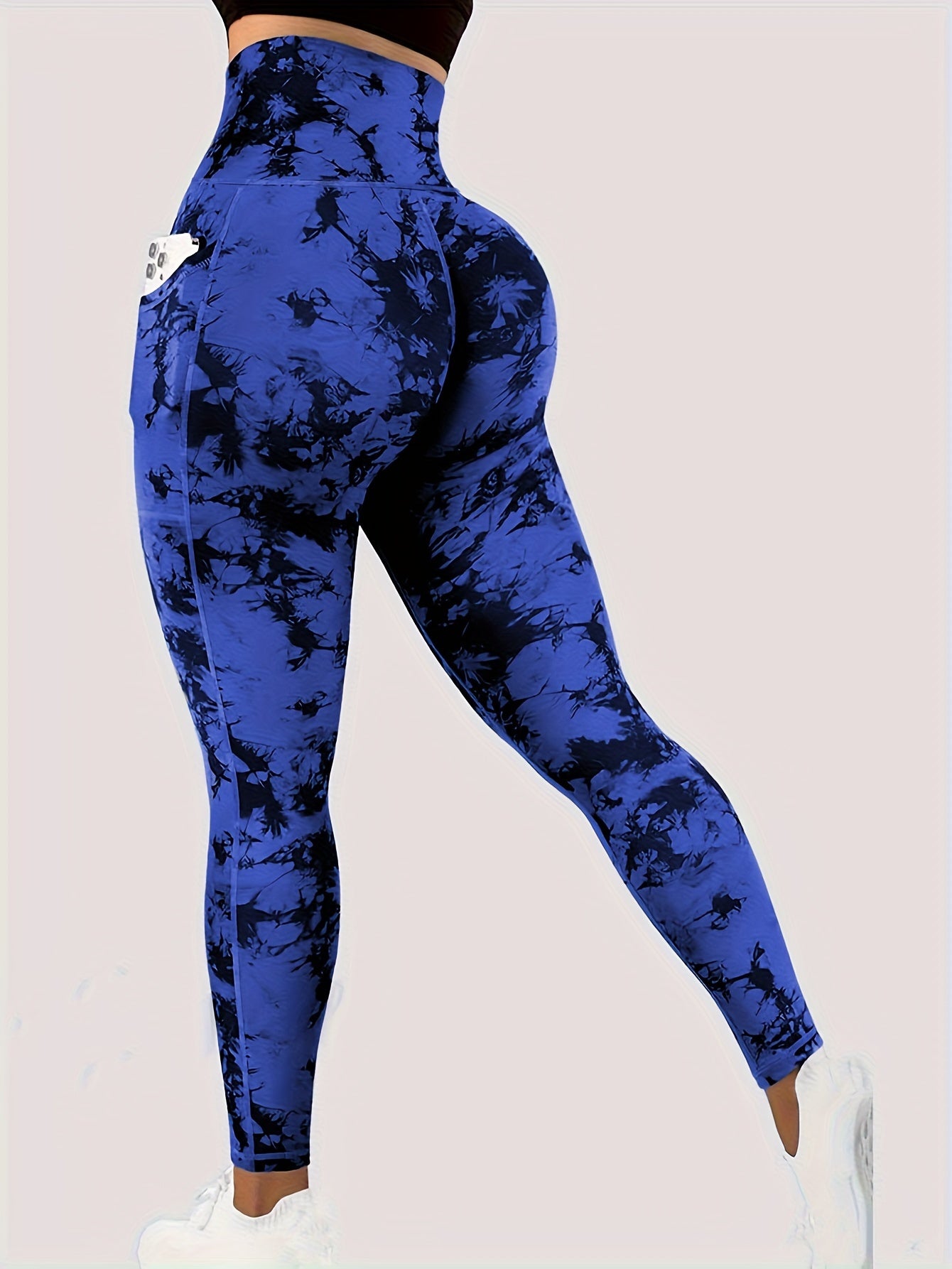 Tie Dye Tummy Control Fitness Gym Sports Leggings, High Waist Yoga Workout Running Butt Lifting Tight Pants, Women's Activewear Wide Waistband