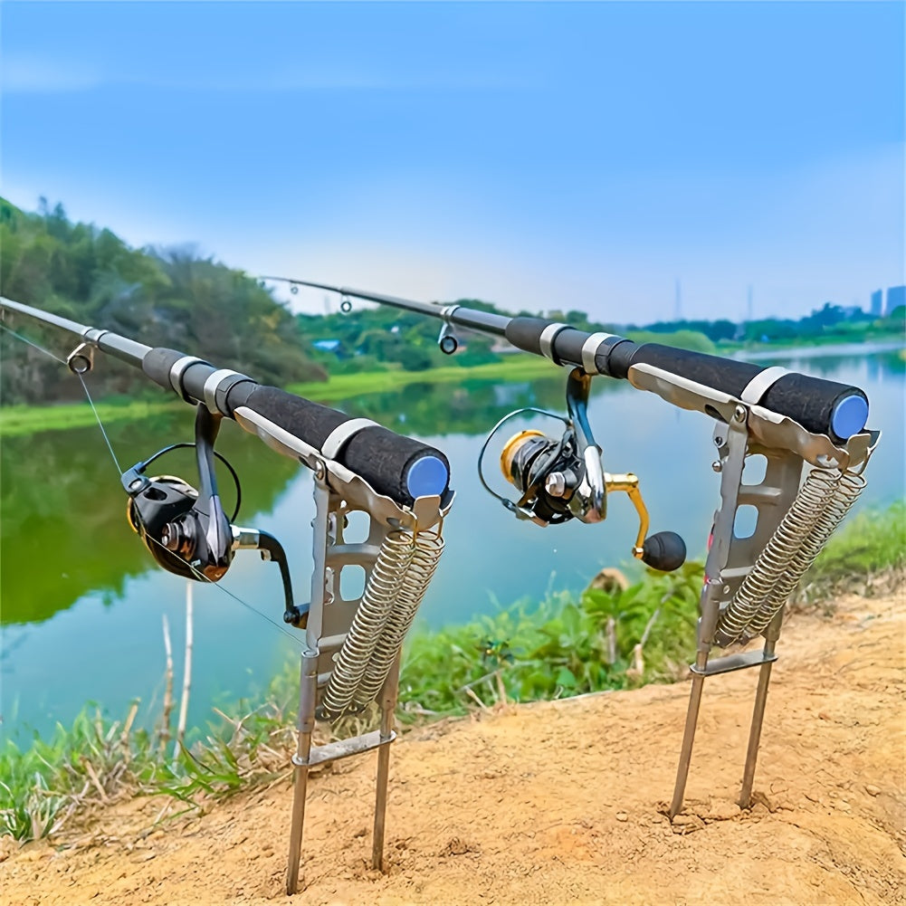 Automatic Fishing Rod Holder, High Sensitivity Double Spring Ground Fishing Rod Holder - Stainless Steel