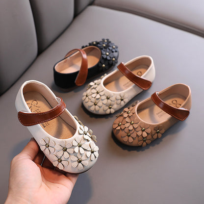Girls' Small Leather Shoes, Female Babies, Flower Single Shoes, Soft Soles, Little Girls - Hiccupzz