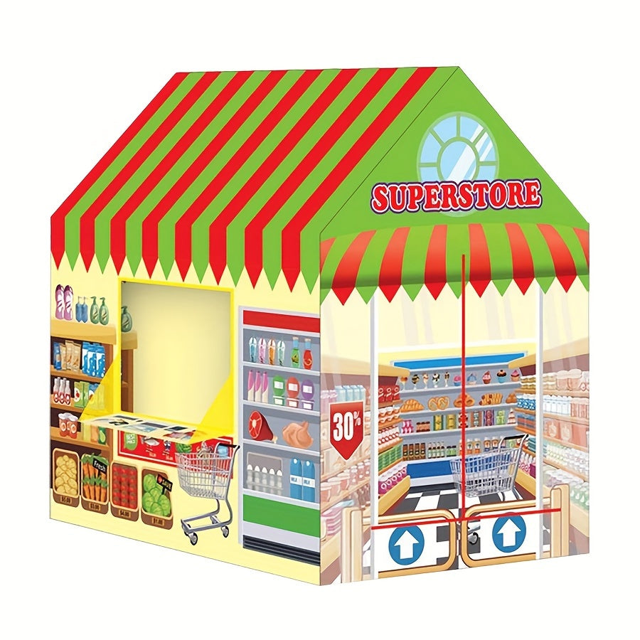 Superstore Playhouse Tent - Kids' Toy House with Windows, Suitable for Indoor and Outdoor Play, Ages 0-3, Waterproof