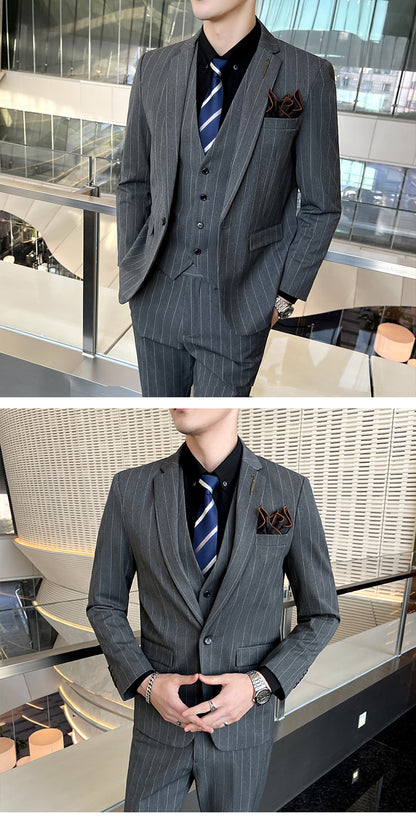 Striped Suit Men's Three-piece Suit - Hiccupzz