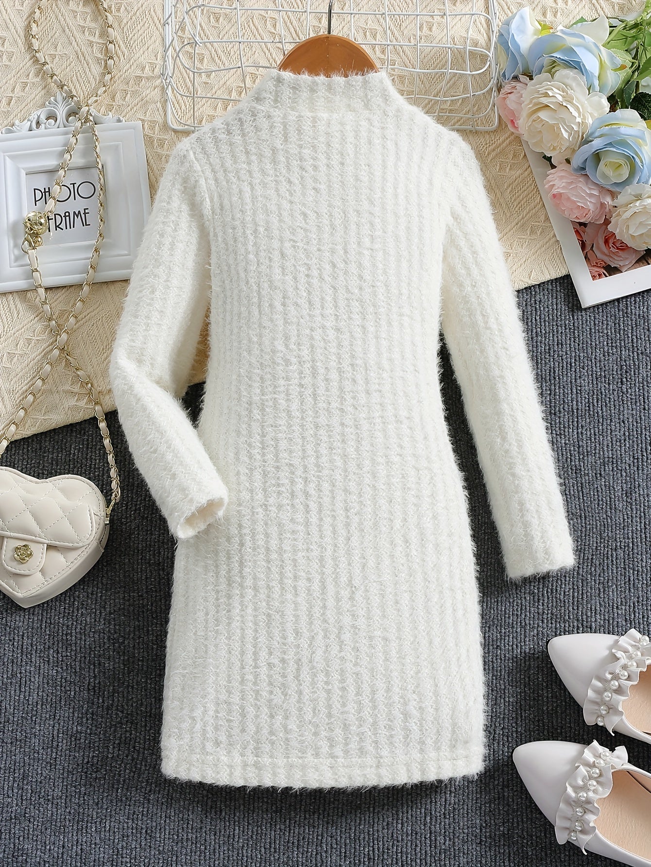 Elegant Solid Long Sleeve Dress, Comfy Warm, Fall Winter Party Dress