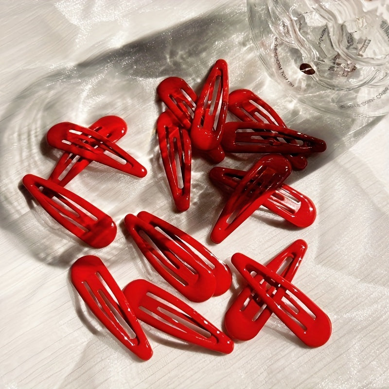 Red Hair Clips (10/20 pcs): Cute Heart Mini Side Clips and Bangs Clips for New Year and Christmas