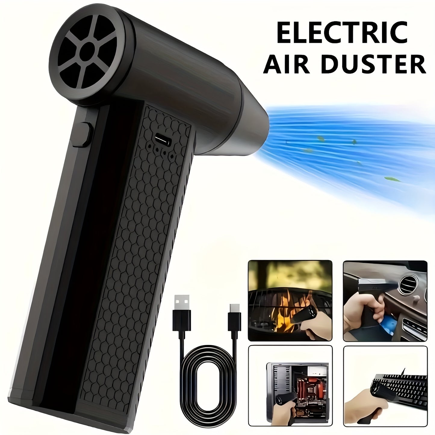 Multi-Function Handheld Turbo Fan - Portable High-Power 8000mAh Lithium Battery Operated, ABS Material