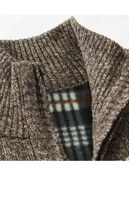 Men's New Sweater Cardigan Colorblock Standing Collar Sweater - Hiccupzz