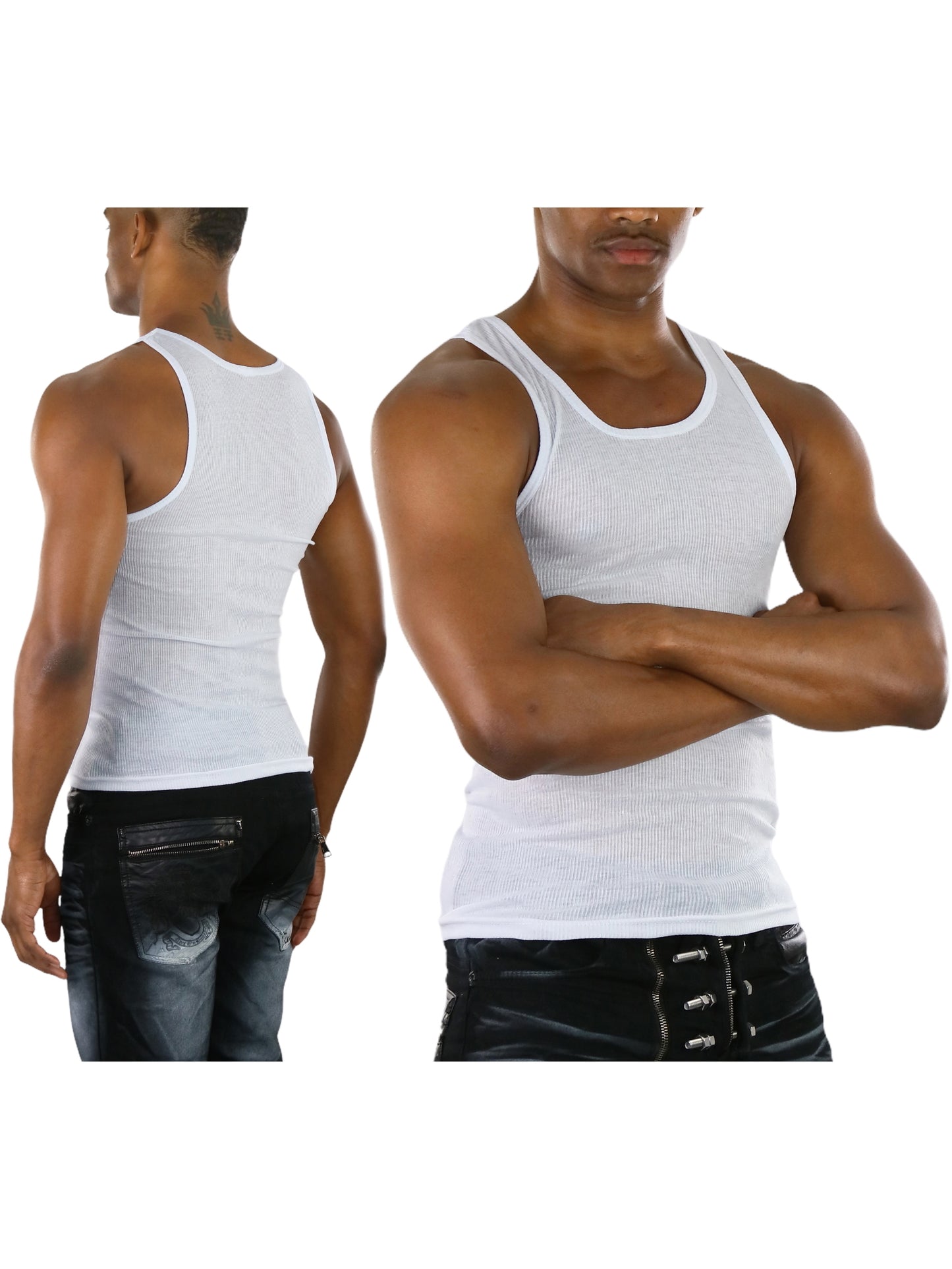 Men's Multi-Pack of Slim Fit Shallow Scoop Neck Undershirts