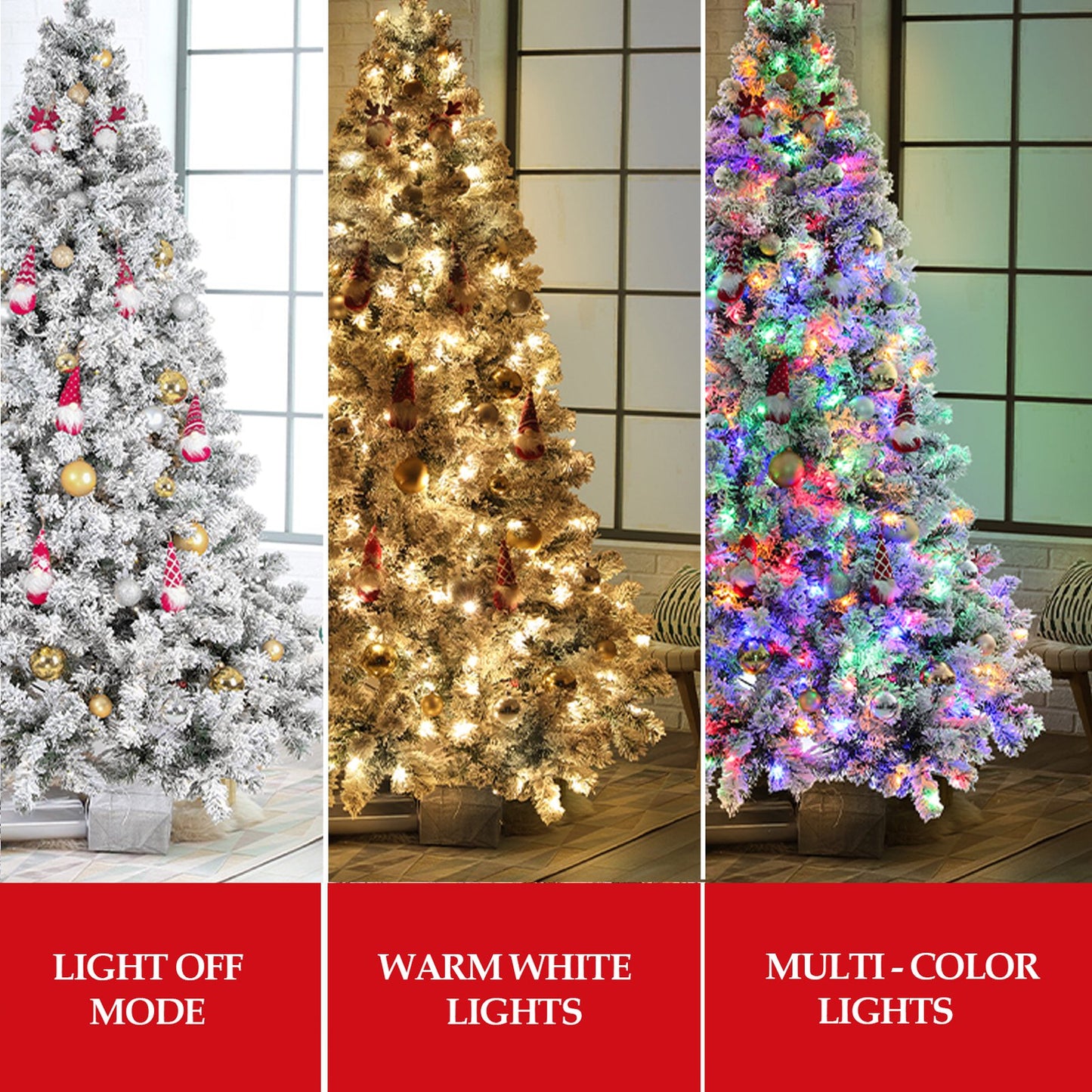 6ft Pre-Lit Snow Flocked Artificial Christmas Tree with 250 Lights