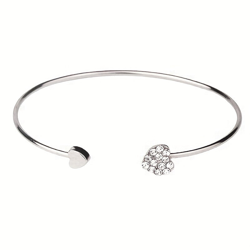 Pulsera de amor con taladro completo: corazón abierto bañado en oro, diseño de corazón de melocotón doble: ideal para cumpleaños, días festivos y regalos del Día de la Madre