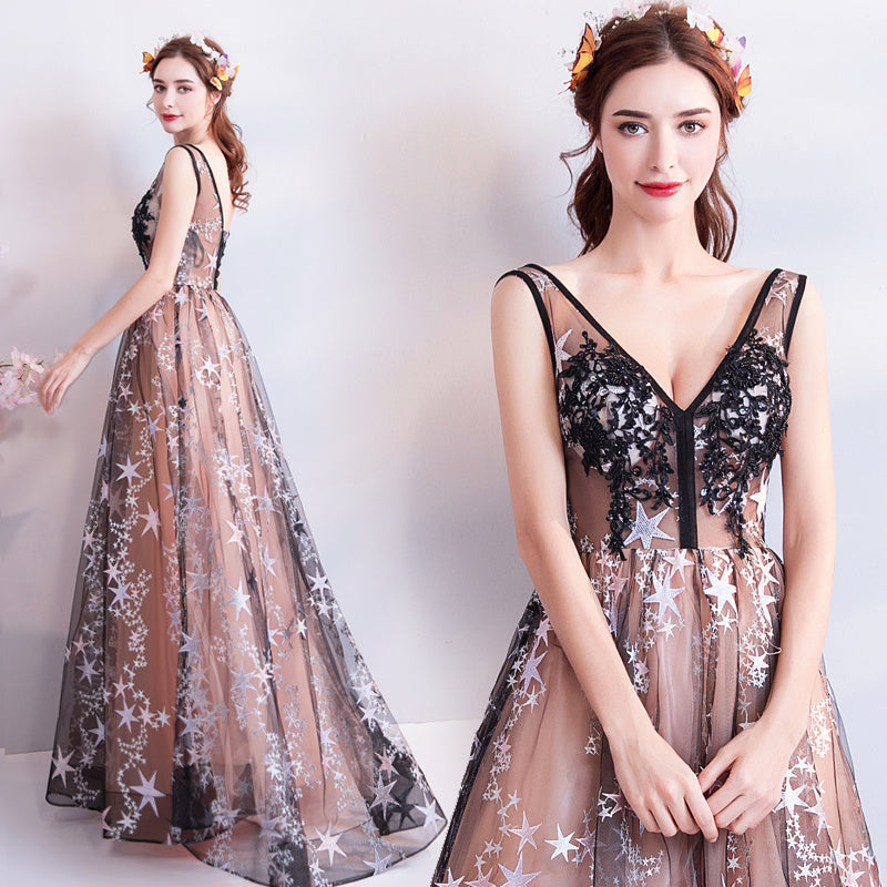 Fantasy Starry Sky Black Banquet Annual Meeting Dress