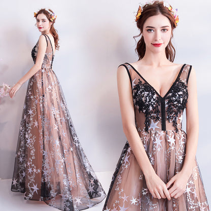 Fantasy Starry Sky Black Banquet Annual Meeting Dress - Hiccupzz
