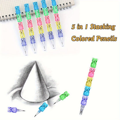 5pcs/10pcs/20pcs Random Creative Bear 5-Section Pencils – Fun Office and School Supplies - Hiccupzz