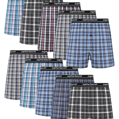 JupiterSecret Men's Woven Boxer Shorts - 6/10-Pack, Elastic Waistband, Random Colors - Hiccupzz