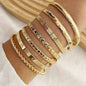 Pieces/Set Retro Ethnic Style Stacking Bracelets with Engraved Textured Openings, Adjustable Iron Bracelet Combinations - Hiccupzz