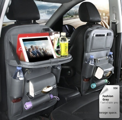 Luxury PU Leather Car Backseat Organizer with Foldable Table – Multi-Functional Car Seat Storage.