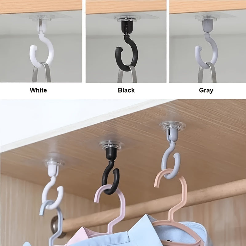 3 Pcs / set Self-Adhesive 360° Rotatable Ceiling Hook, No-Drill Wall Mount For Dome Bed Canopies & Mosquito Nets & Scarves And Bags Storage