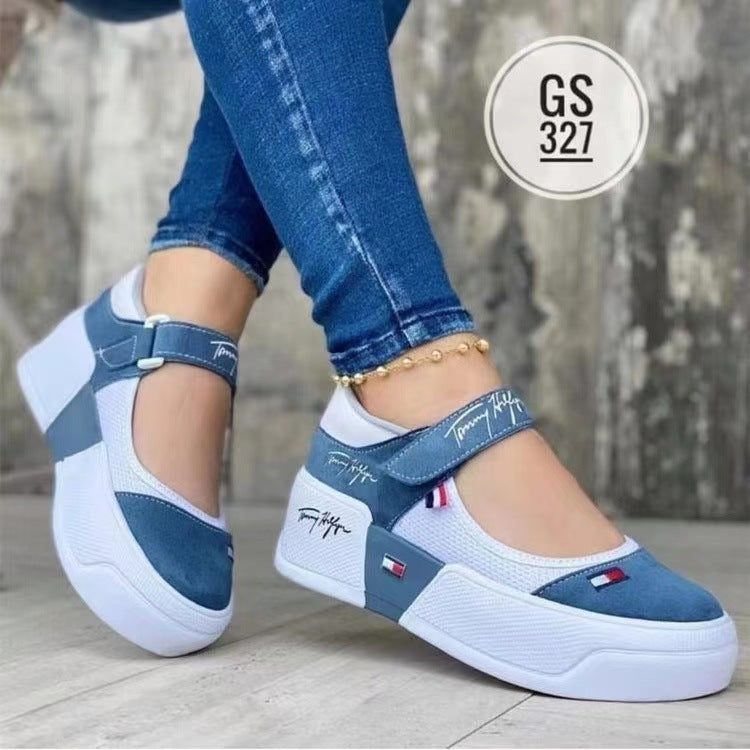 Breathable Round Toe Thick Bottom Velcro Sneakers