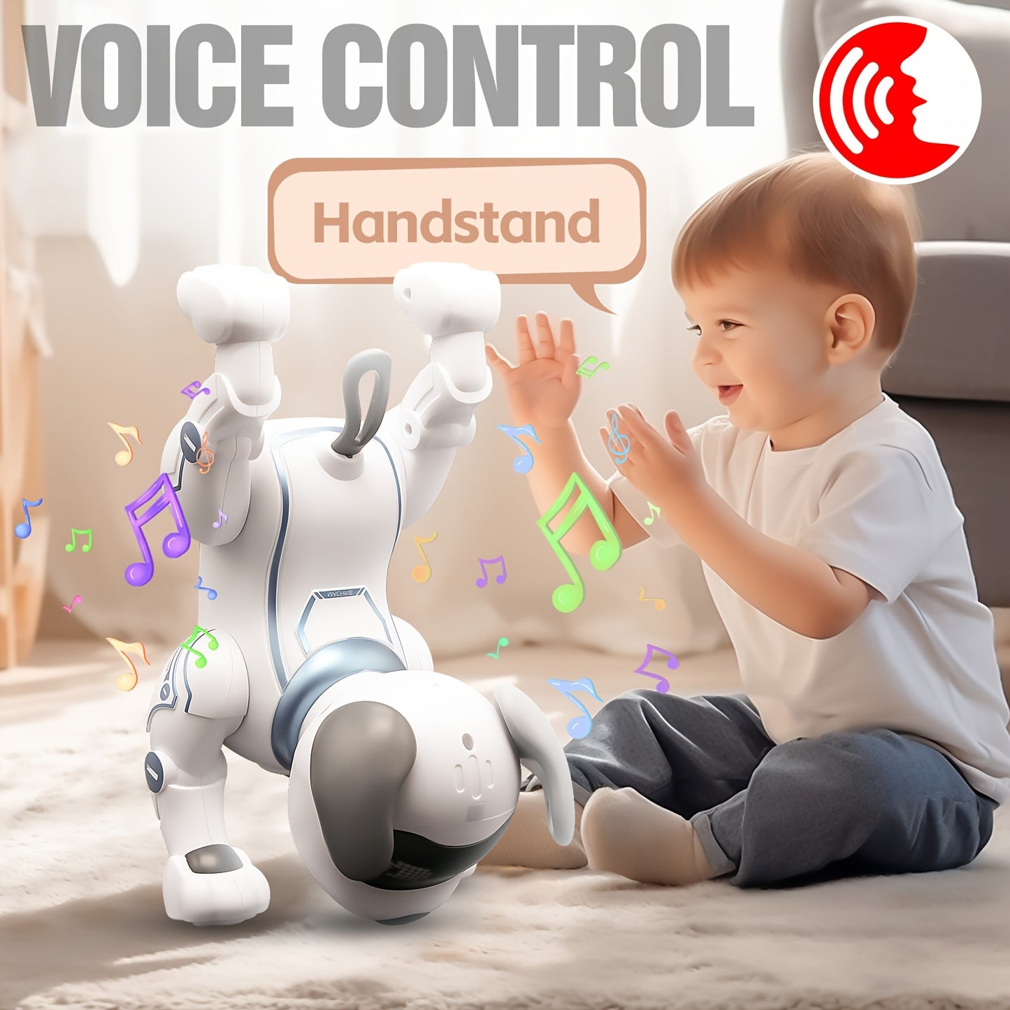 1 Pc Interactive Robot Dog with Remote Control, Voice Command, Dance & Song Functions, Rechargeable Battery, Infrared Sensing, LED Lights ABS Resin Electronic Pet Toy for Kids.