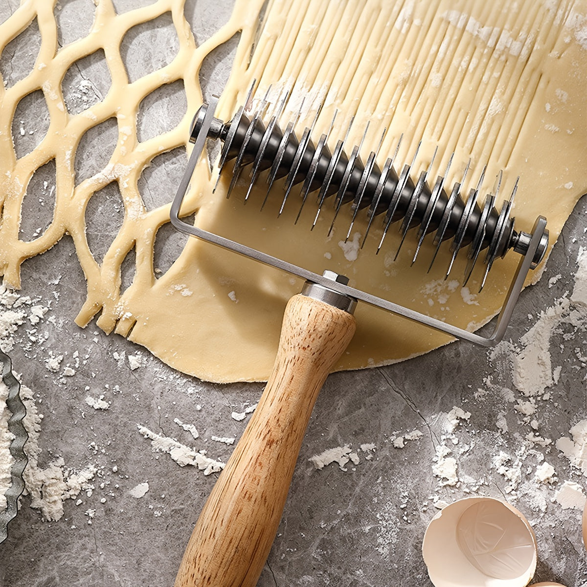 1pc, Stainless Steel Dough Cutter with Wood Handle - Perfect for Cookies, Pies, Pizza, Bread, and Pastries - Essential Baking Tool for Your Kitchen