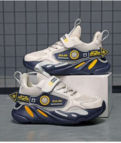 Boys' Casual Low-Top Mesh Sneakers - Breathable, Non-Slip Running Shoes for All Seasons. - Hiccupzz