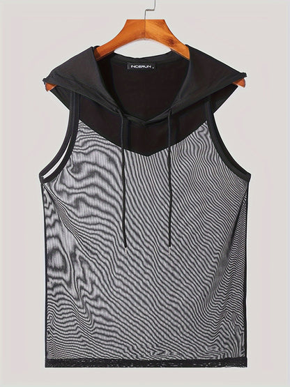 Men's Quick-Dry Hooded Gym Tank Top - Moisture-Wicking Athletic Sleeveless Shirt - Hiccupzz