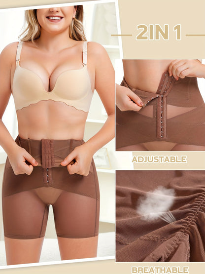 Women's High-Waist Shapewear Tummy Control Body Shaper Shorts, Butt Lifter Panties, Adjustable Waist Trainer, Breathable Fabric, With 4 Steel Bones - Hiccupzz