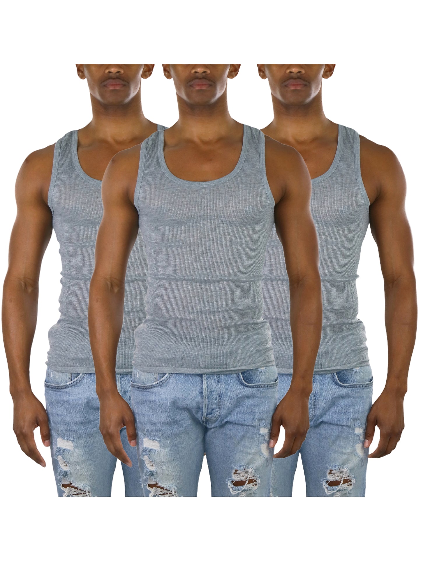 Men's Multi-Pack of Slim Fit Shallow Scoop Neck Undershirts