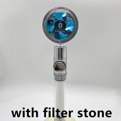 Shower Head Water flow 360 Degrees Rotating With Small Fan ABS Rain High Pressure Spray Nozzle Bathroom Accessories - Hiccupzz