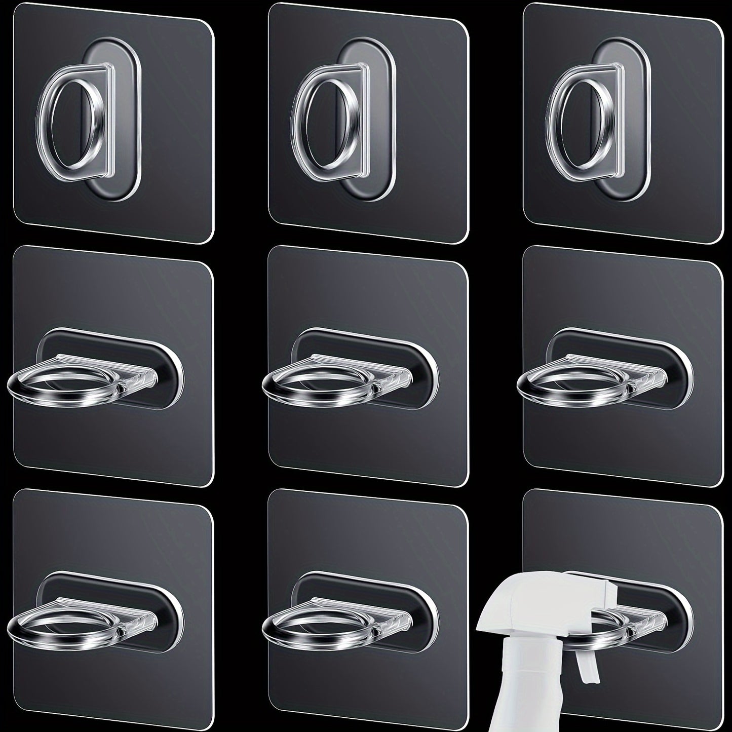 Adhesive Wall Hooks (1/4/10/20 pcs): No-Drill, Easy Install, Stylish Plastic Rings for Kitchen and Bathroom Organization