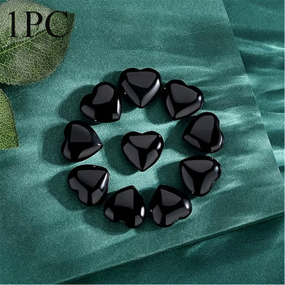 Art Deco Crystal Obsidian Hearts: Natural Polished Heart-Shaped Stones (1/5/7 pcs) for Meditation, Yoga, and Decorative Gifts - Hiccupzz
