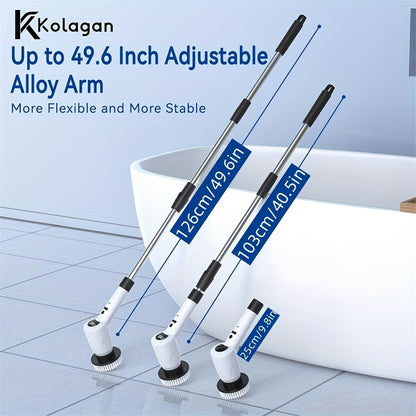 7-in-1 Cordless Electric Spin Scrubber with 4 Angles, 3 Speeds, Power Display for Bathroom, Kitchen, Shower Cleaning - Hiccupzz