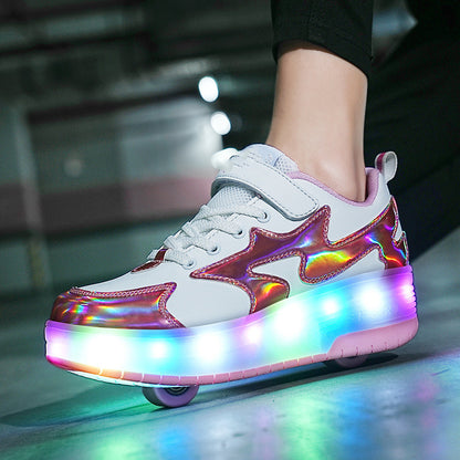 Children's Fashion Removable Charging With Lights Light-emitting Roller Skates - Hiccupzz