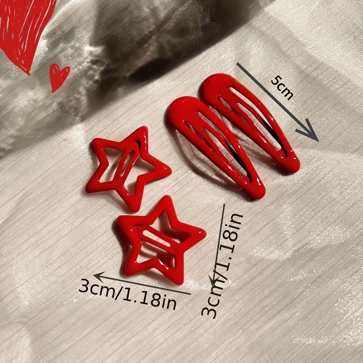 Red Hair Clips (10/20 pcs): Cute Heart Mini Side Clips and Bangs Clips for New Year and Christmas