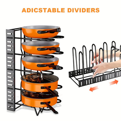 Pot Organizer Rack 8 Tiers Pots and Pans Organizer Kitchen Cabinet Storage Metal Holders - Hiccupzz