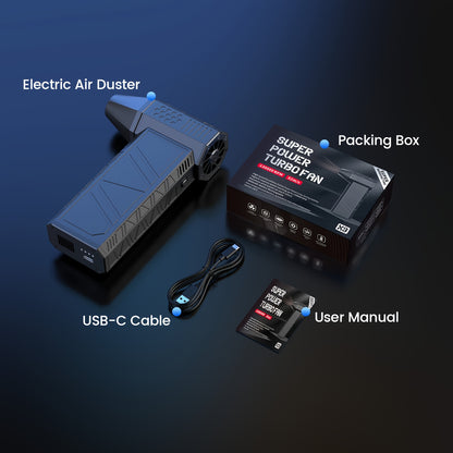 Portable Turbo Jet Air Blower with 130000 RPM, Black, for Car Drying, Cleaning, Camping, BBQ Ignition