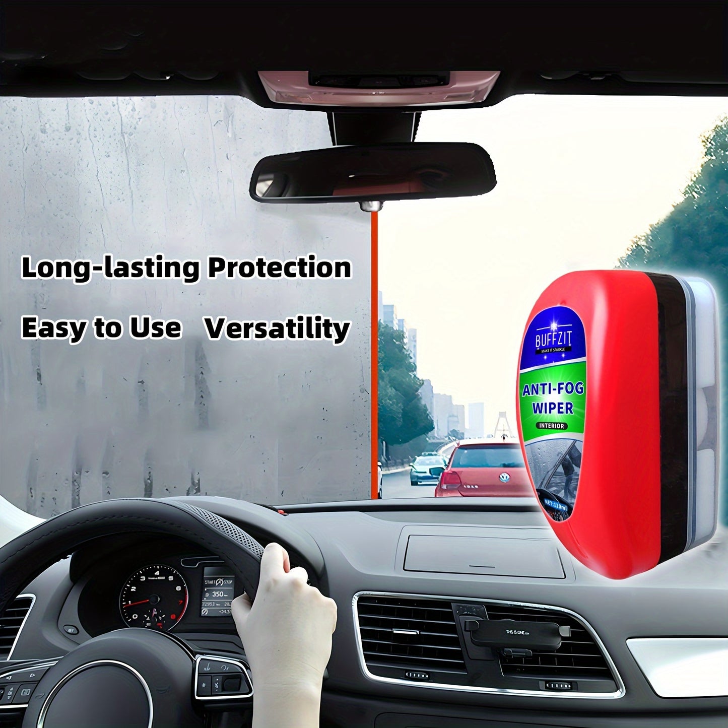 Portable Anti-Fog Wiper for Windshields - 120Ml/4Oz Defogging Sponge for Cars, Helmets, Mirrors & More