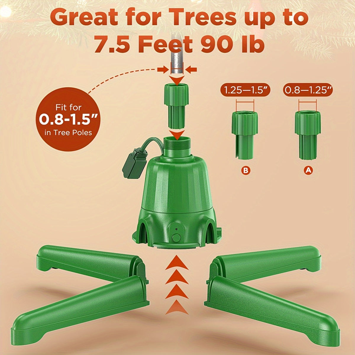 Rotating Christmas Tree Stand - 360° Spinning Tree Base for Up to 7.5Ft, 90-Pound Artificial Trees with Remote Control